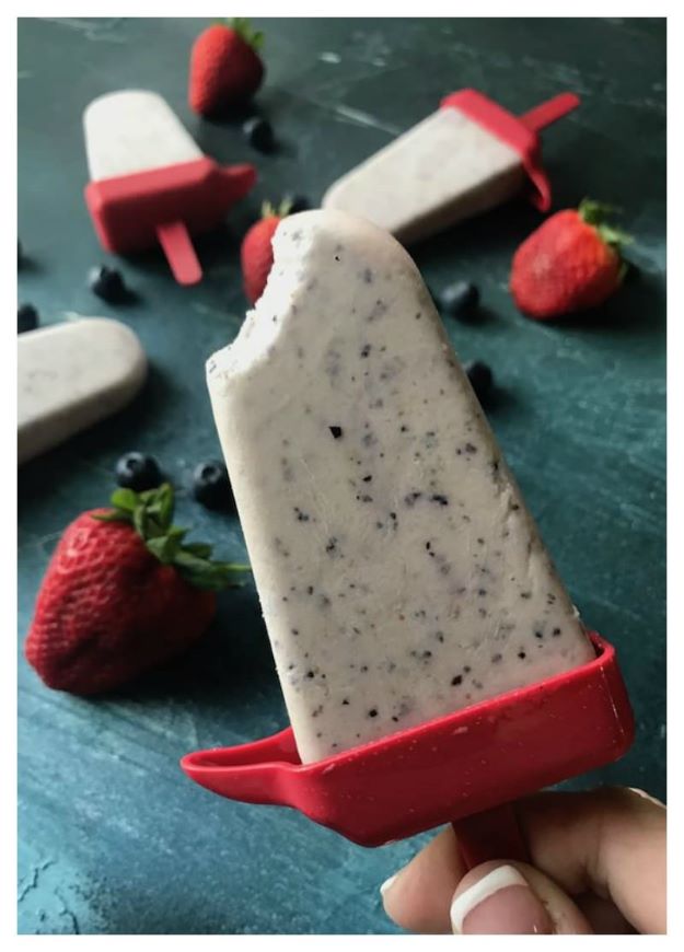 Creamy Blueberry Keto Popsicles. Keto Snack Recipes