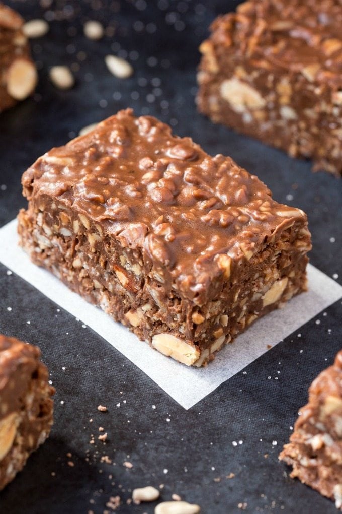 Homemade Keto Chocolate Crunch Bars.